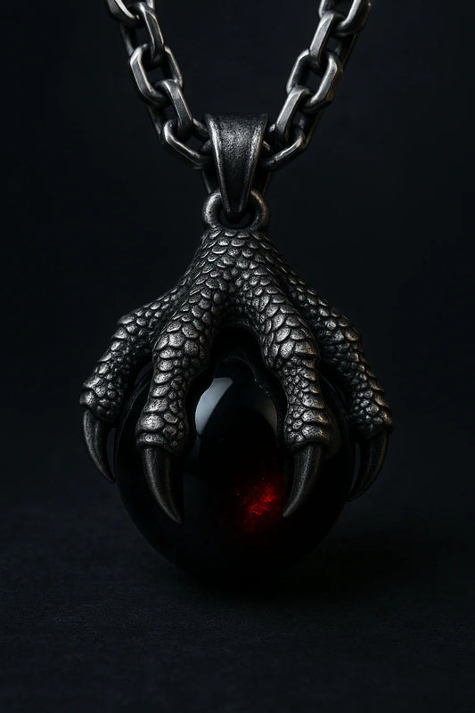 Dragon Claw Orb Necklace - 925 Sterling Silver Gothic Pendant
